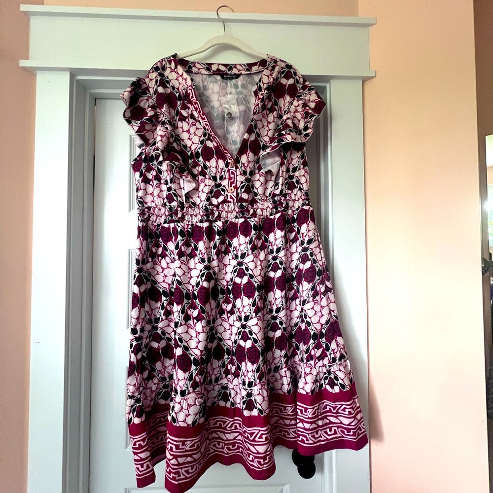 Floral Red and White Dress, NWT